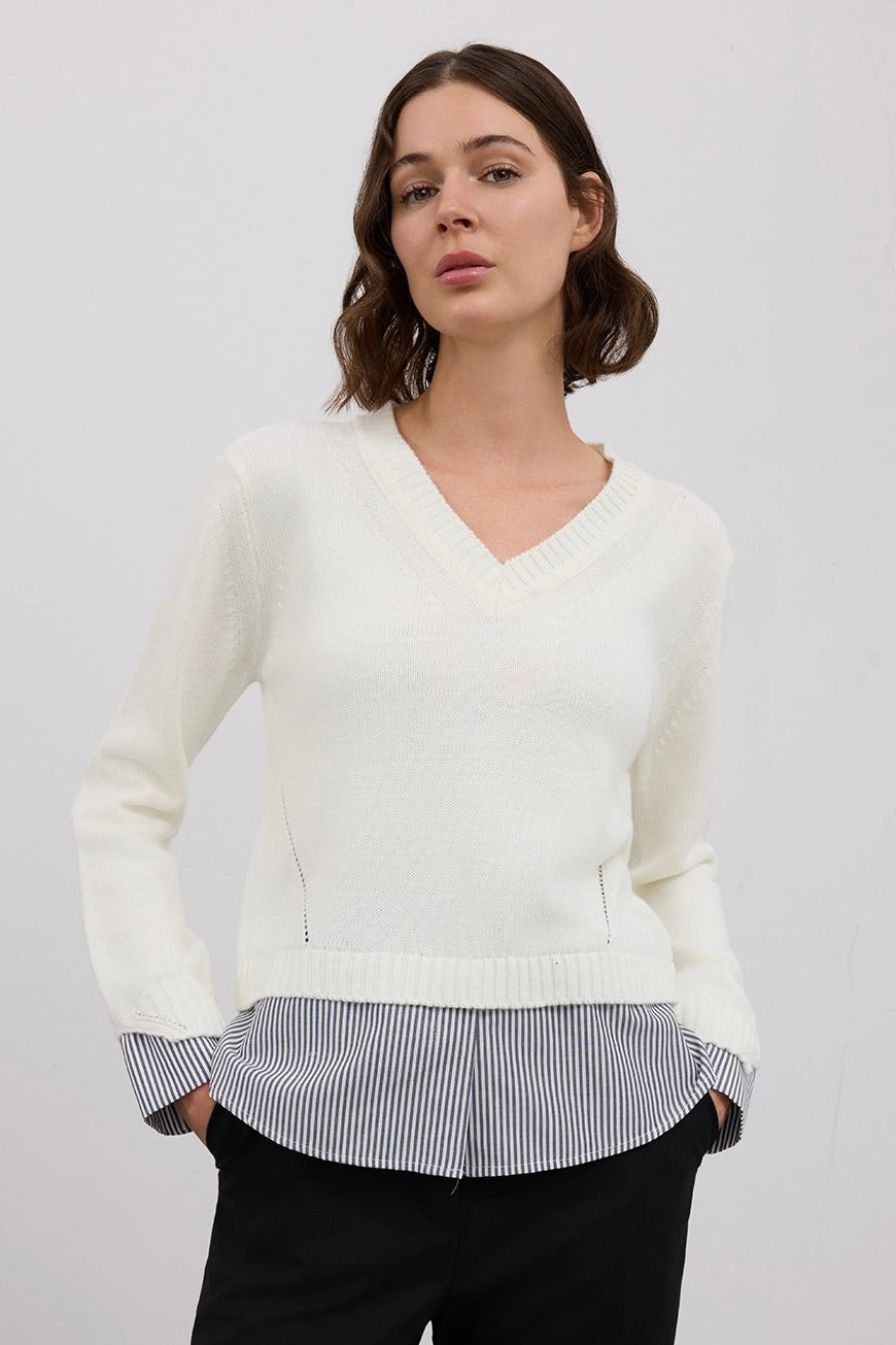 Layered V-Neck Knitted Sweater