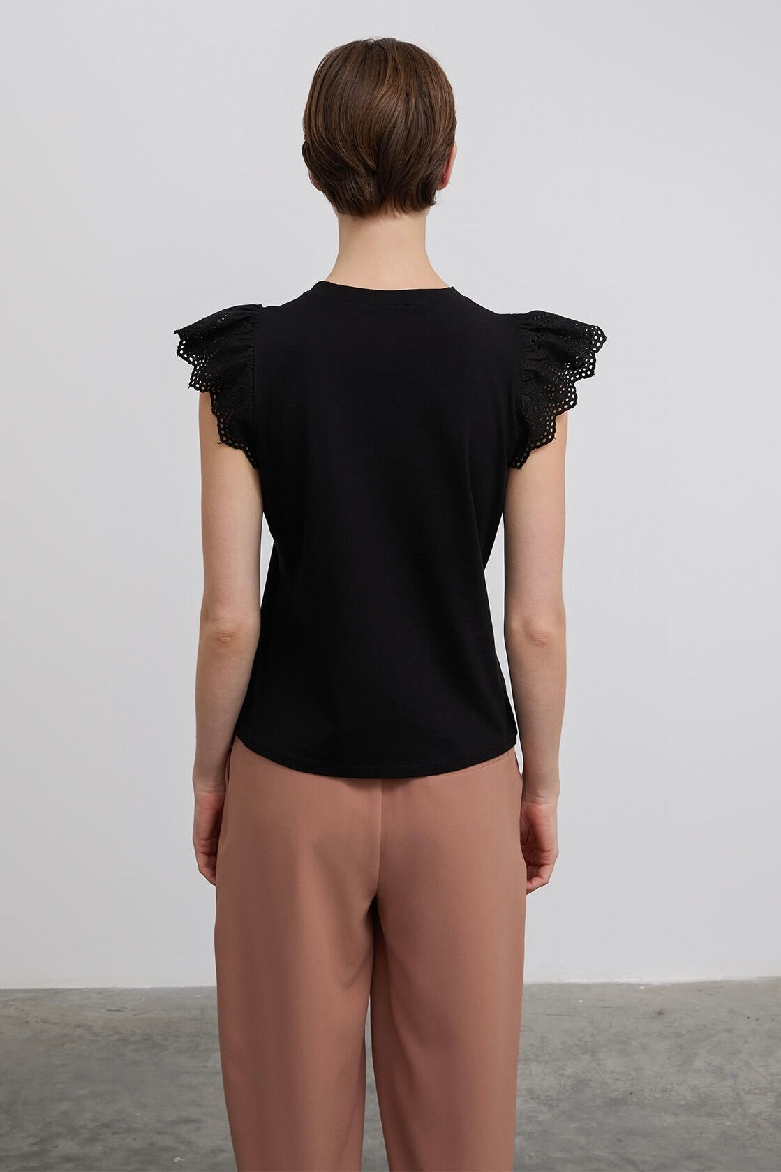Cotton Blouse with Guipure Detail
