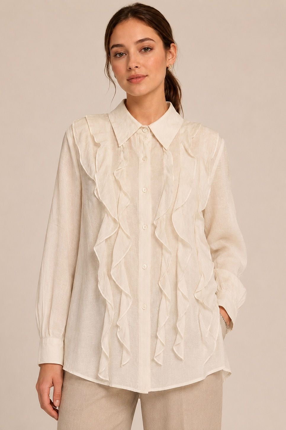 Classic Vertical Ruffle Shirt