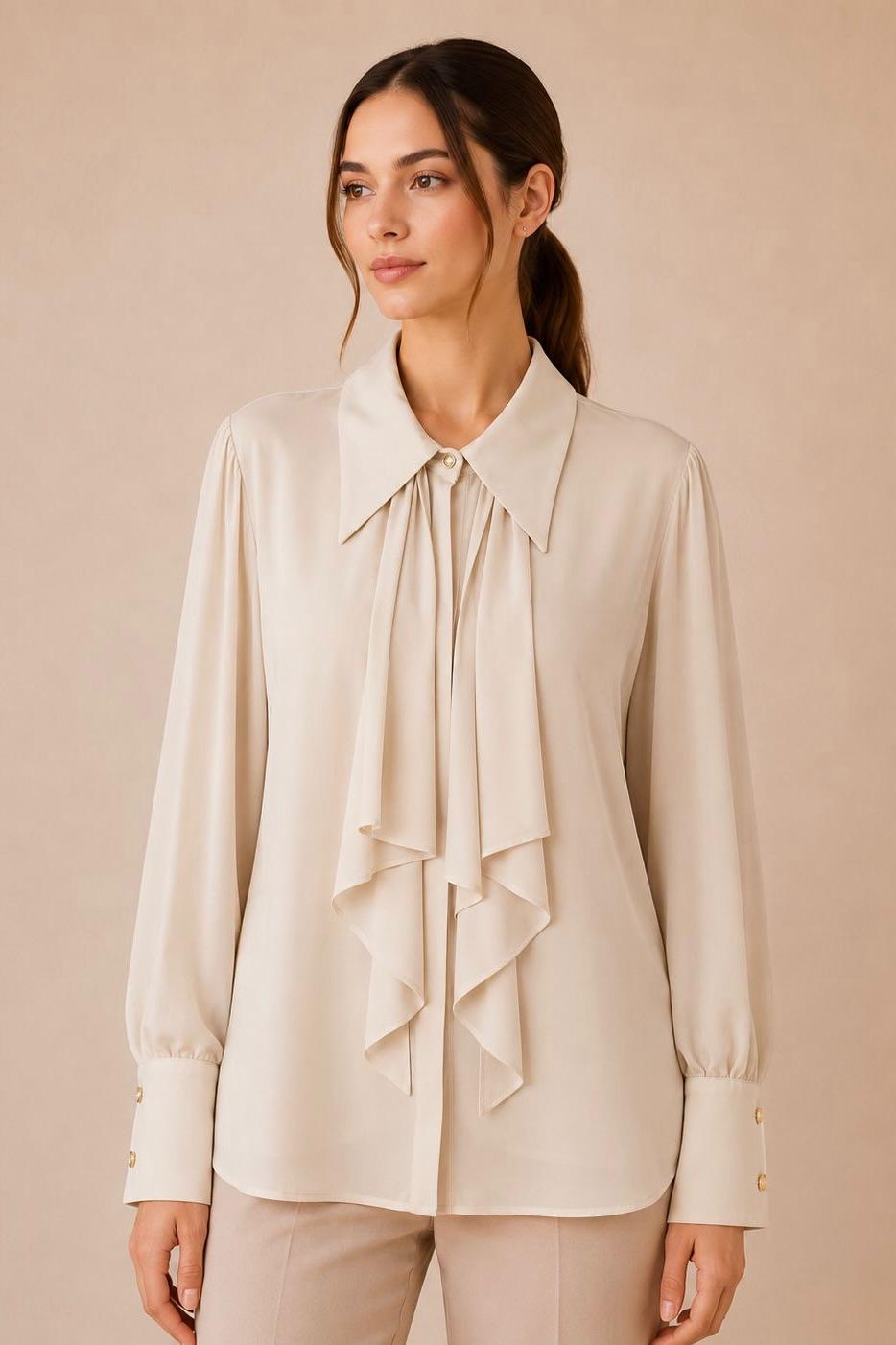 Collared Tie Neck Shirt
