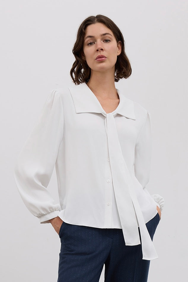 Classic Shirt with Large Collar and Bow Tie