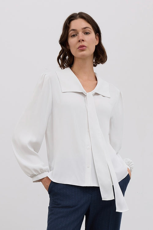 Classic Shirt with Large Collar and Bow Tie