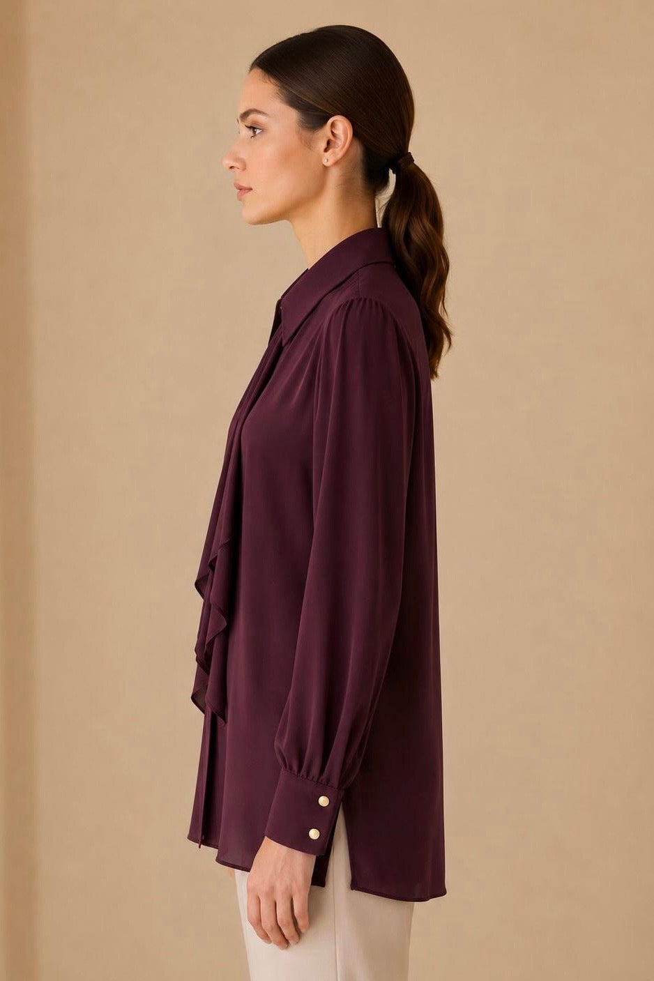 Collared Tie Neck Shirt