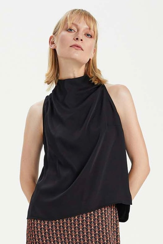 Sleeveless H-Neck Collar Blouse