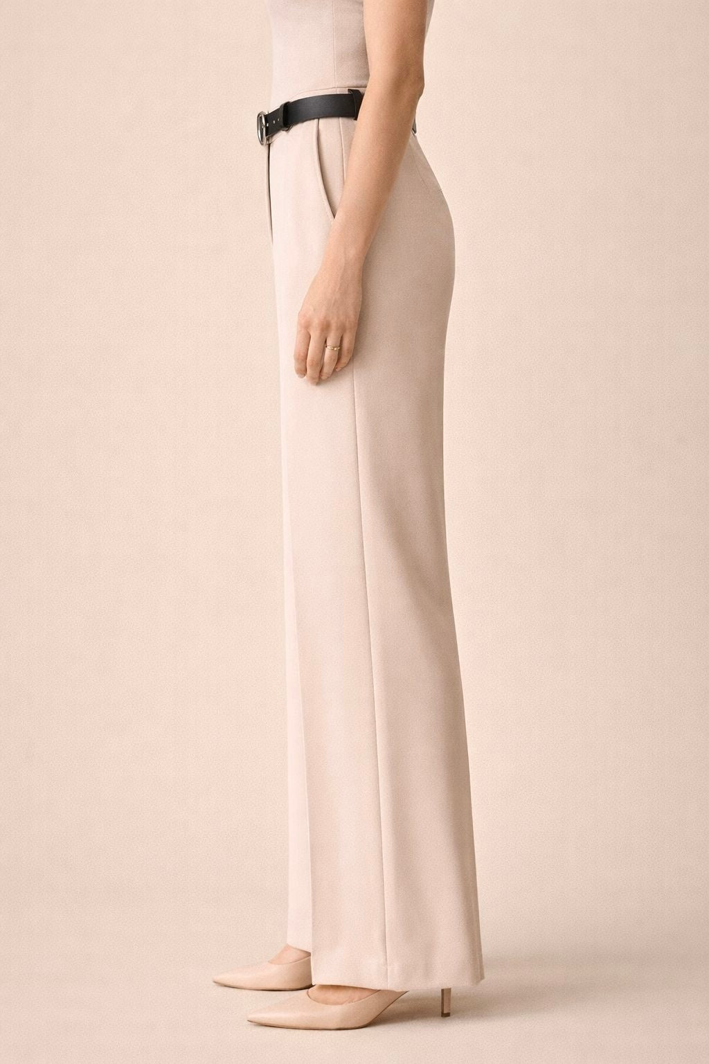 Straight High Waist Trousers with Belt