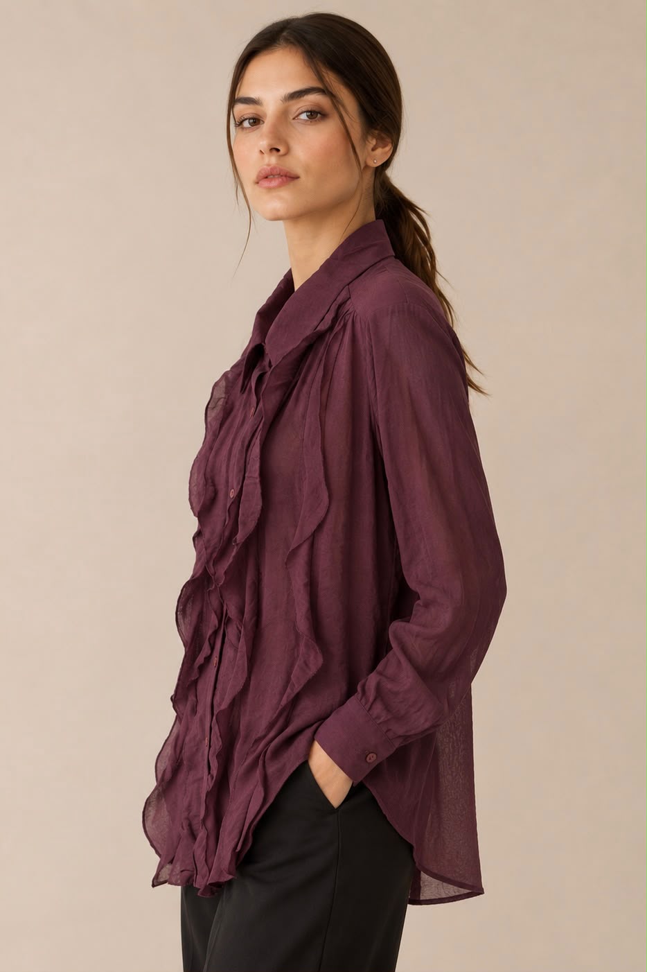 Classic Vertical Ruffle Shirt