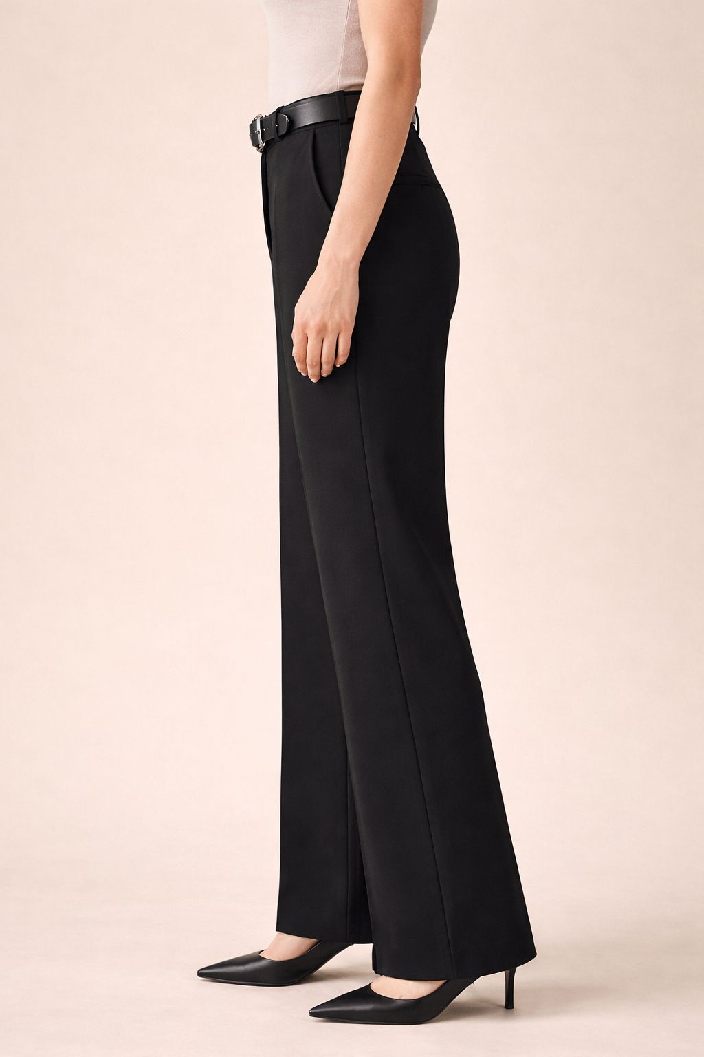 Straight High Waist Trousers with Belt