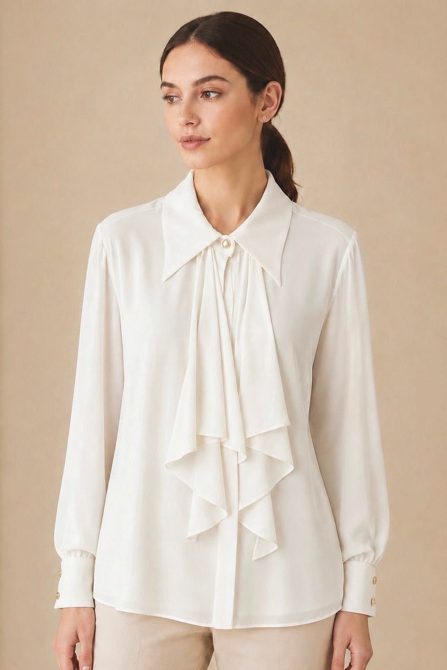 Collared Tie Neck Shirt