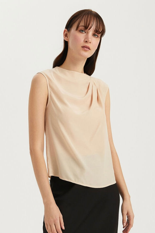 Pleated Detail Sleeveless Blouse