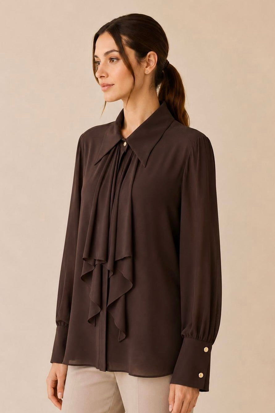 Collared Tie Neck Shirt
