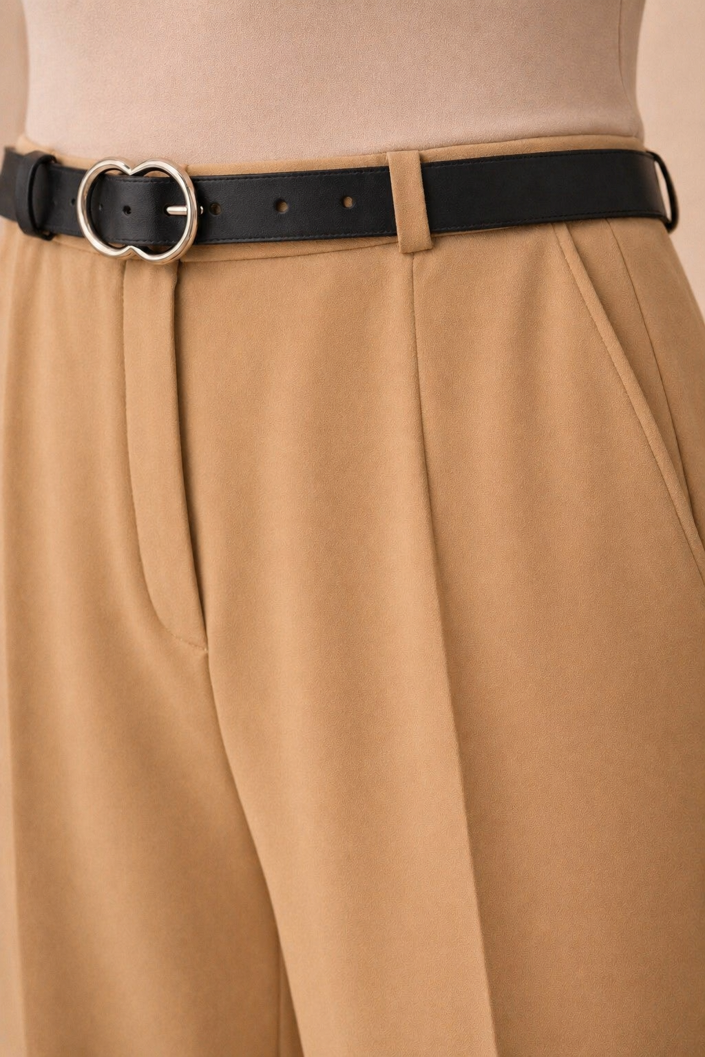 Straight High Waist Trousers with Belt
