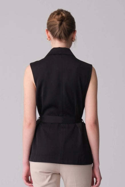 Gold Buttoned Belted Vest