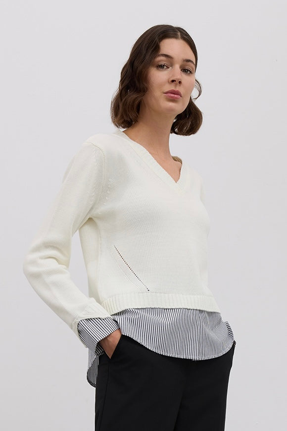 Layered V-Neck Knitted Sweater