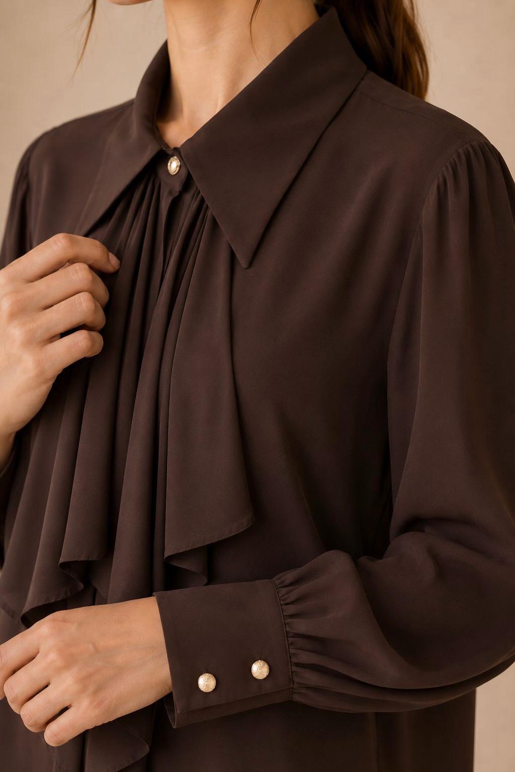 Collared Tie Neck Shirt