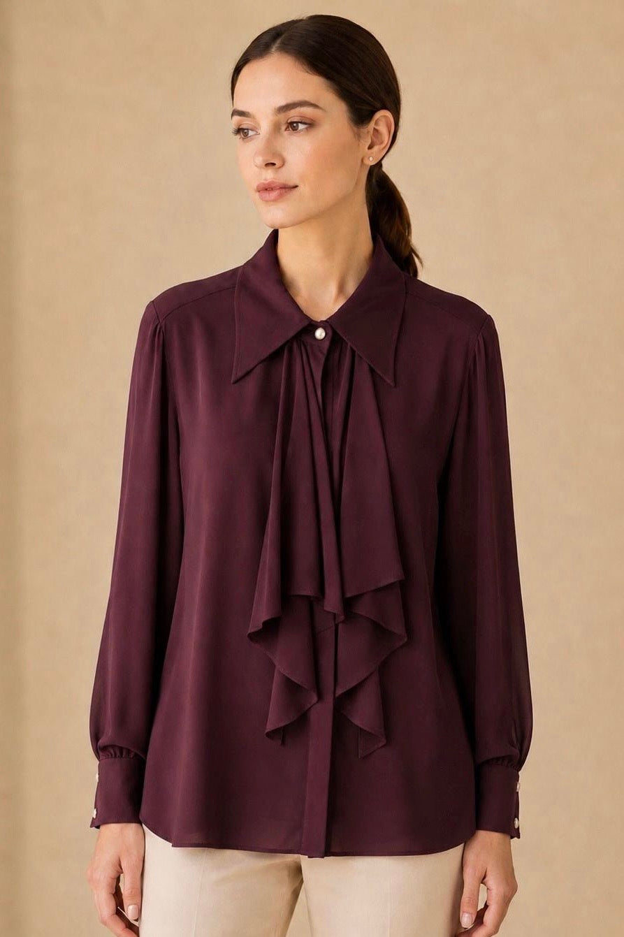 Collared Tie Neck Shirt