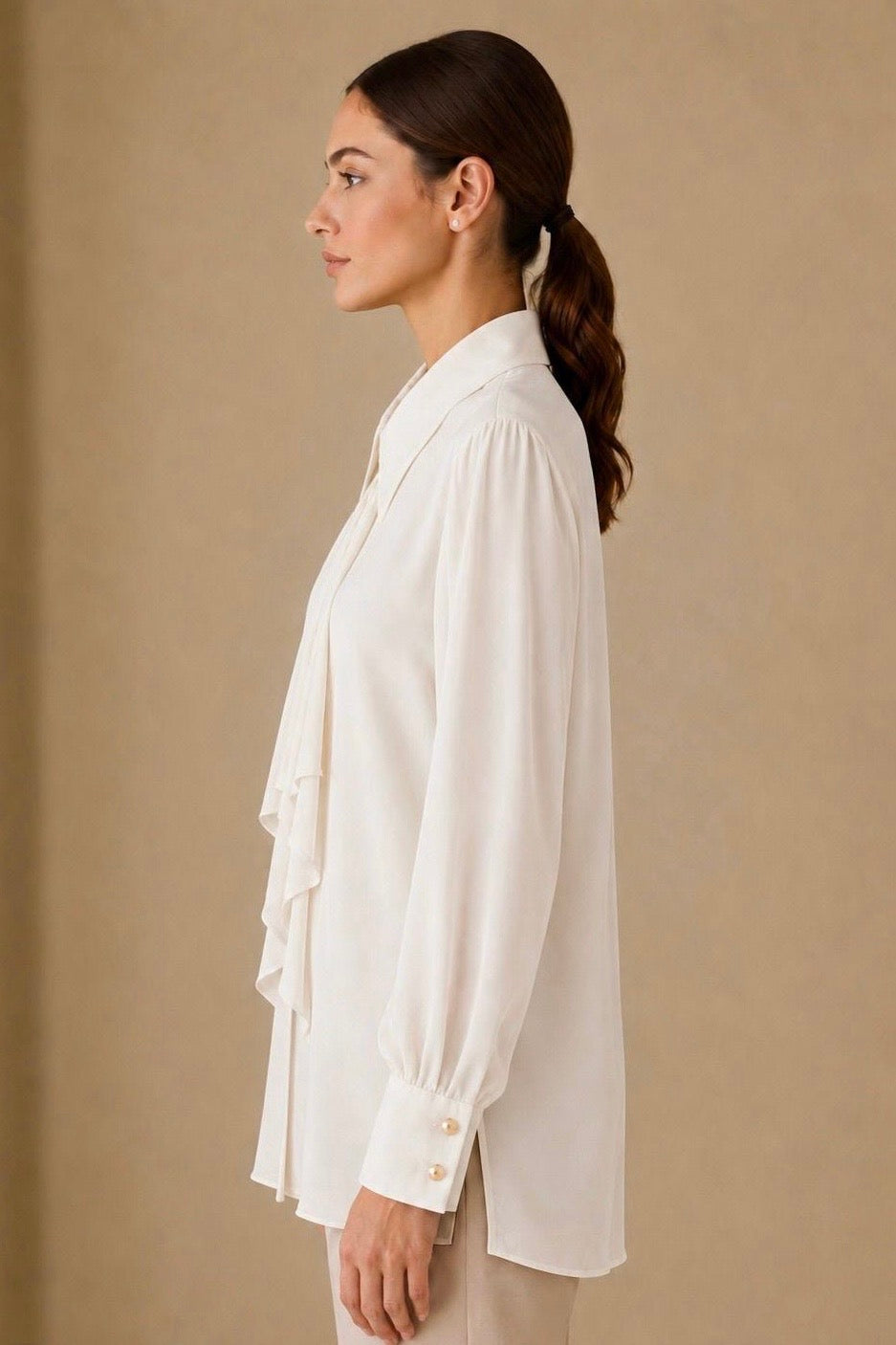 Collared Tie Neck Shirt