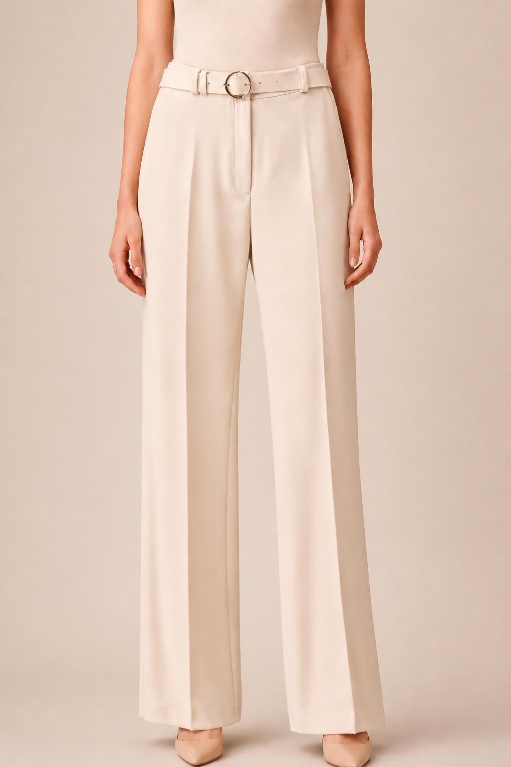 Straight High Waist Trousers with Belt
