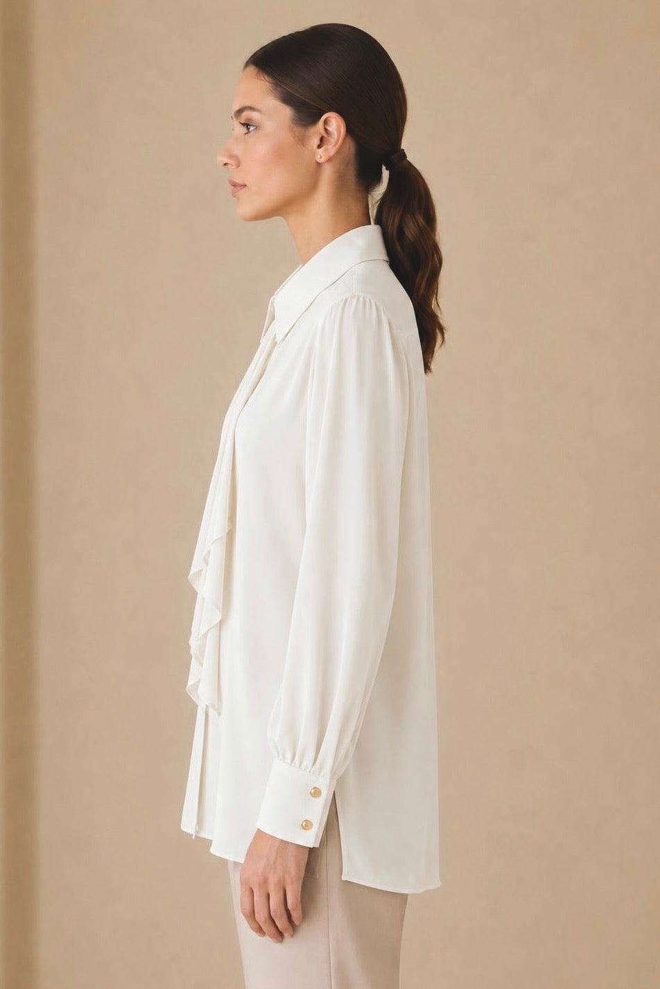 Collared Tie Neck Shirt