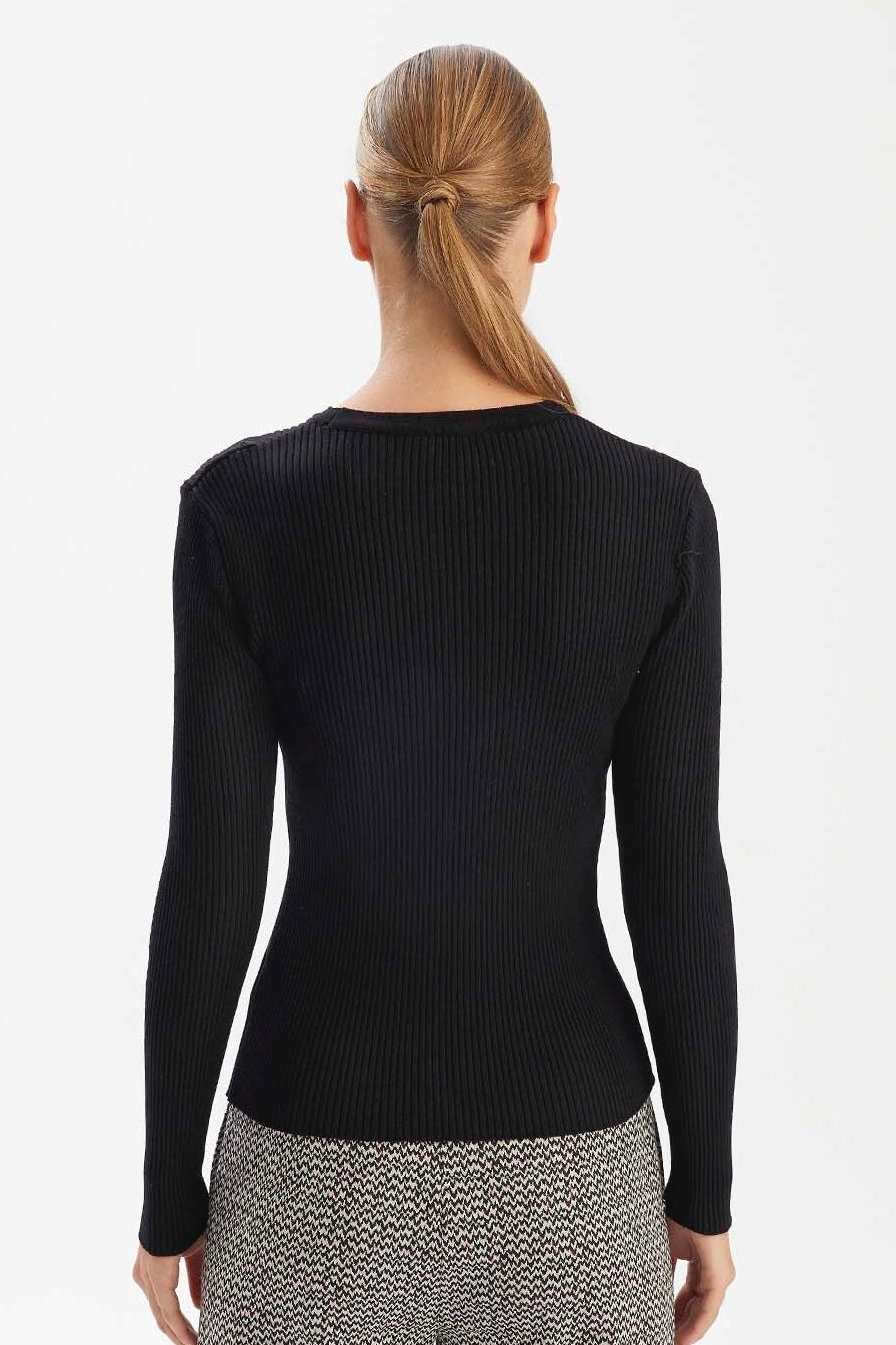 Wool Striped Basic Blouse