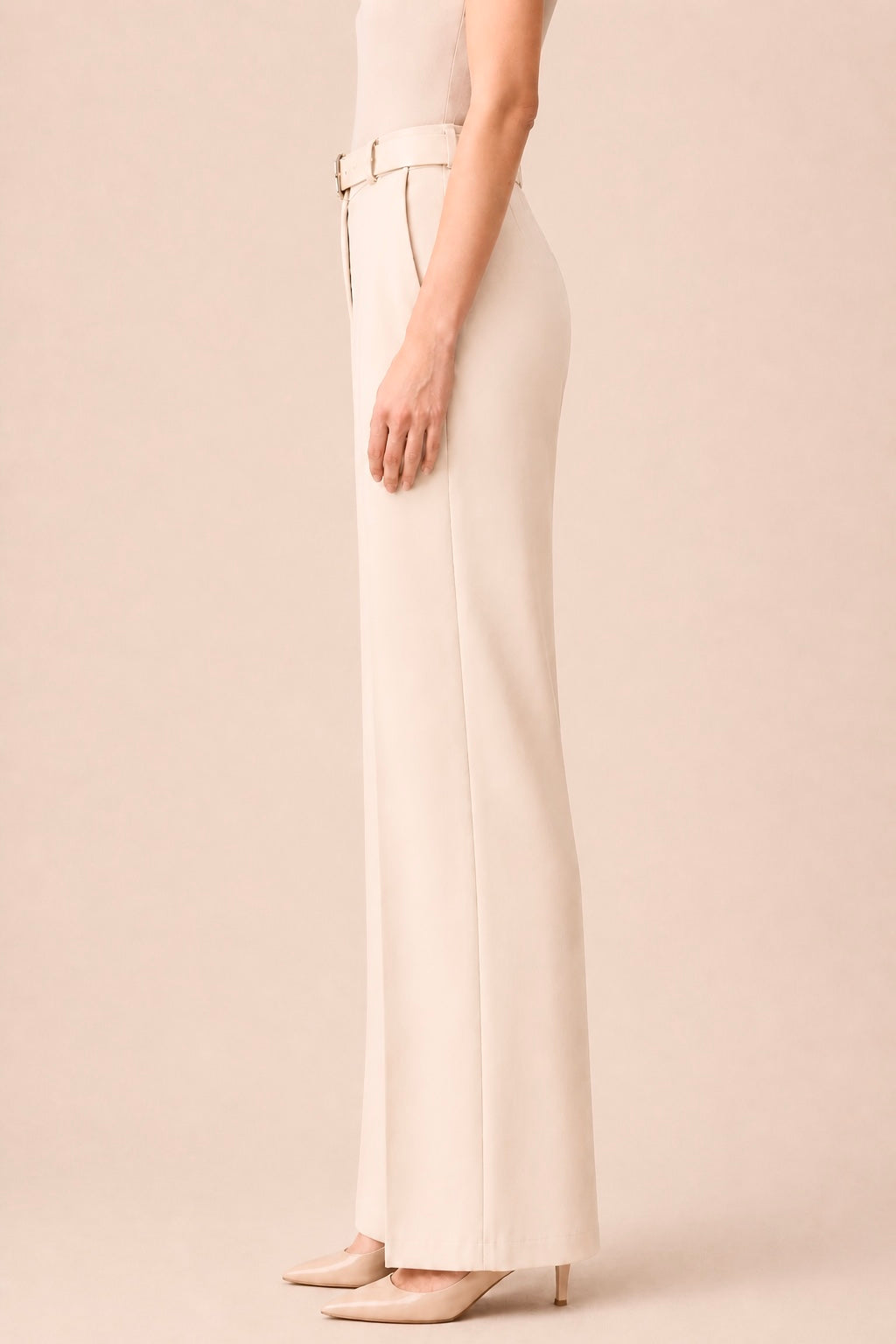Straight High Waist Trousers with Belt