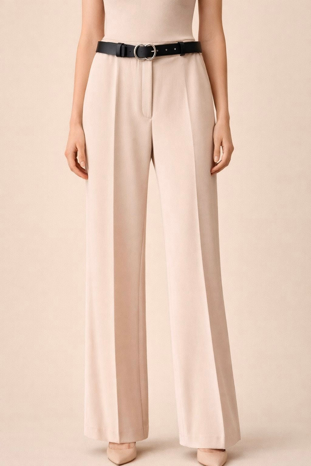 Straight High Waist Trousers with Belt