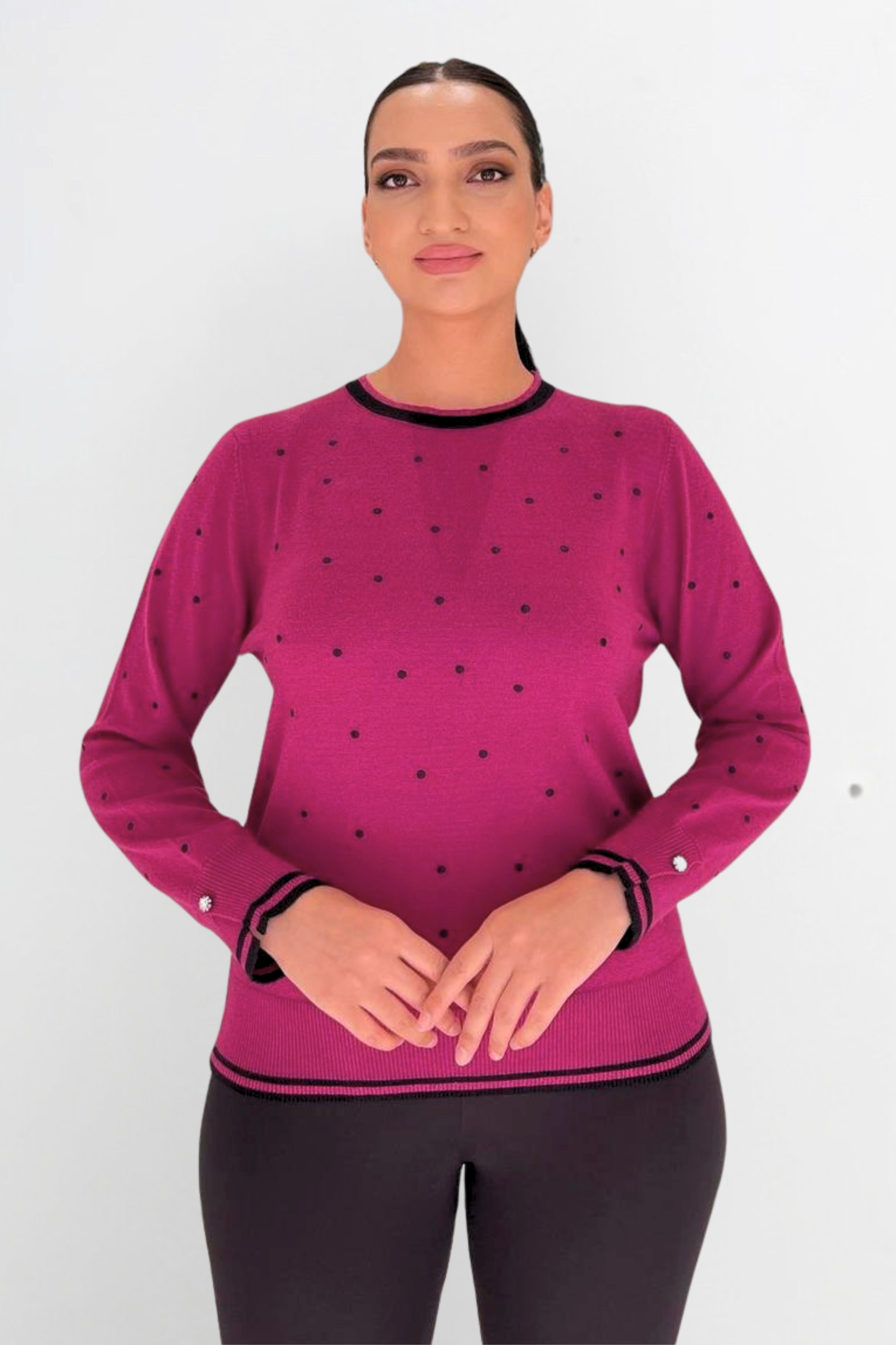 Soft Wool With Black Dots Blouse