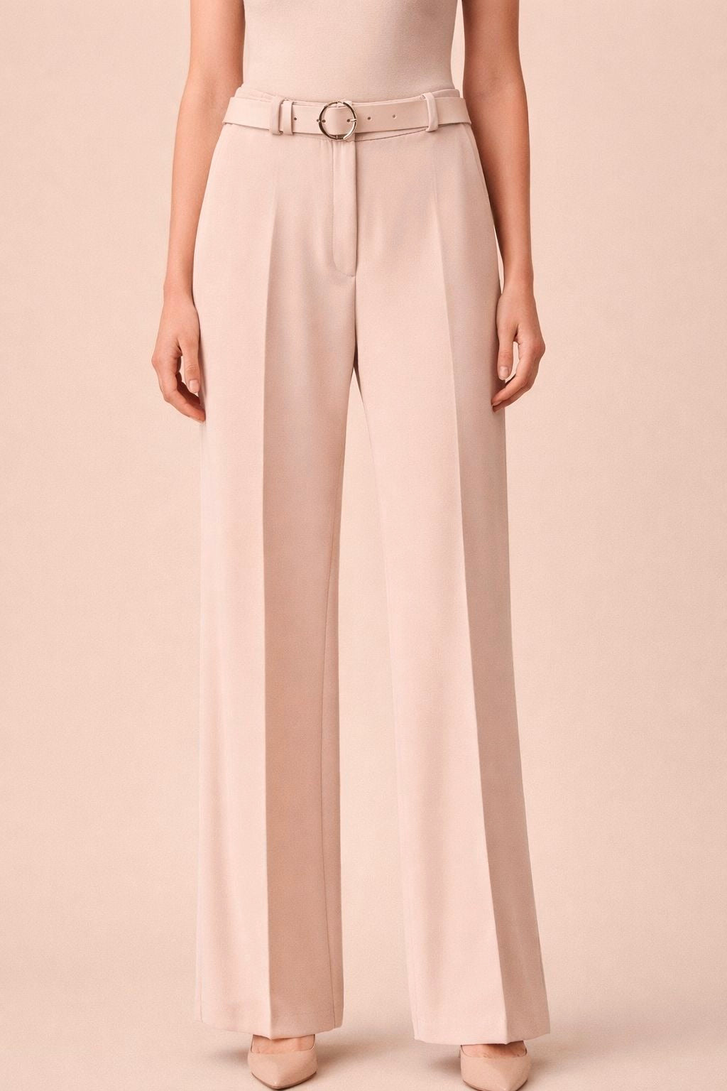 Straight High Waist Trousers with Belt