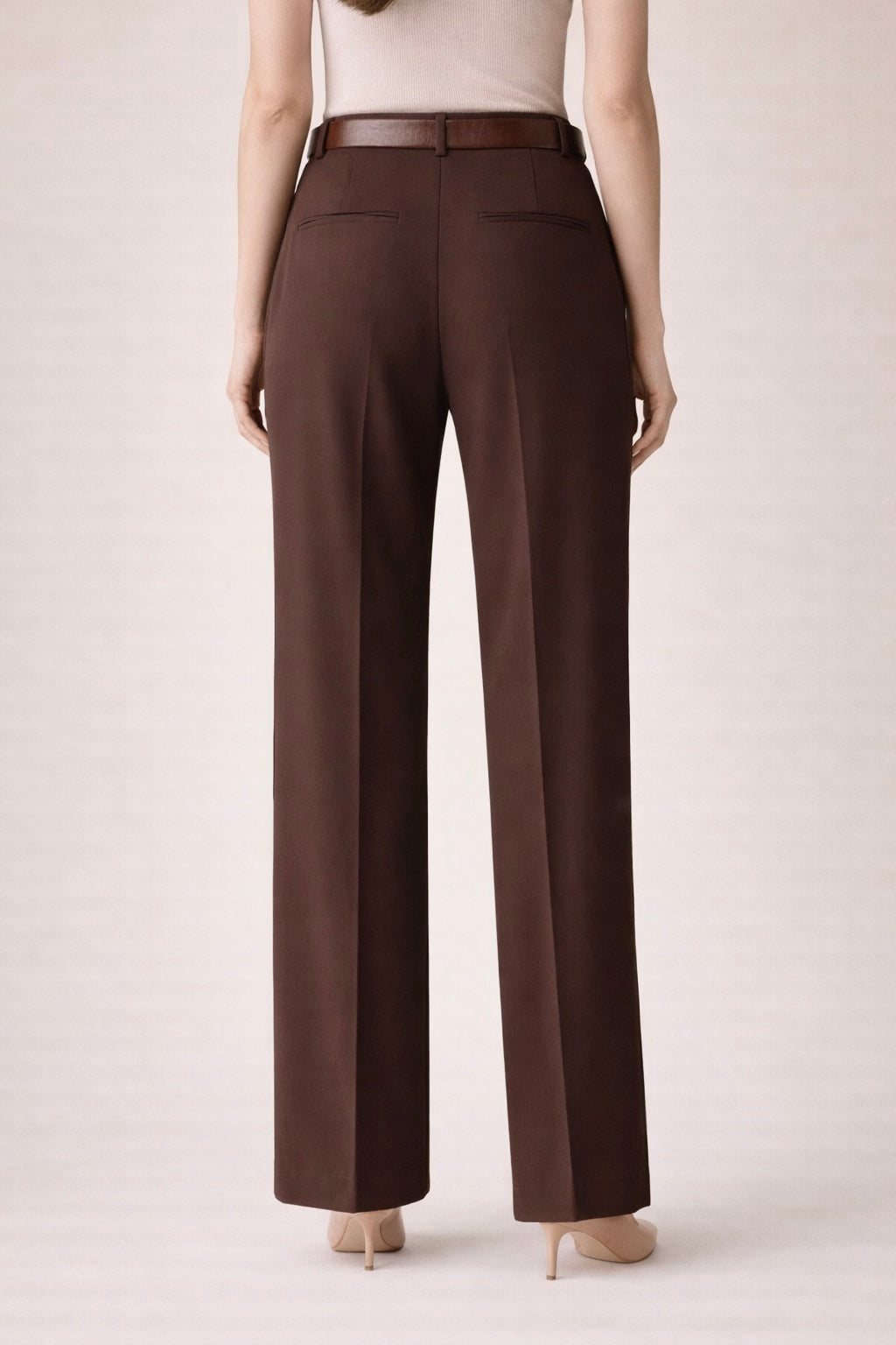Straight High Waist Trousers with Belt