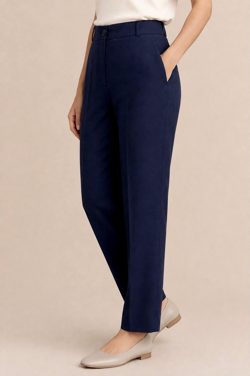 Carrot Cut Viscose Linen Trousers