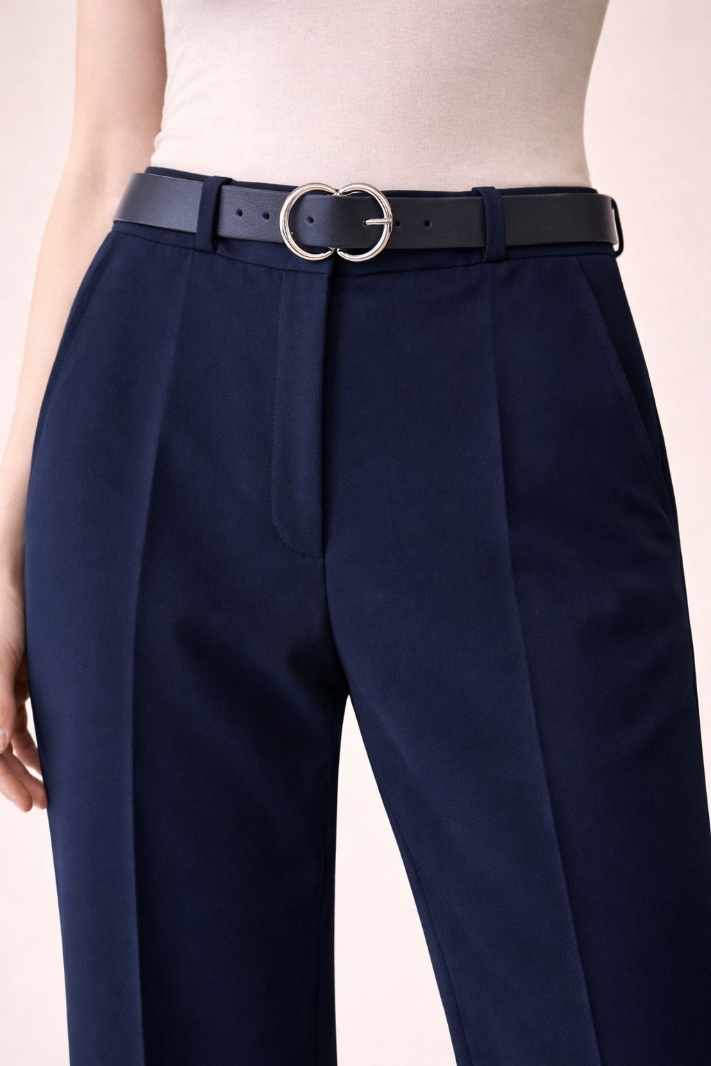 Straight High Waist Trousers with Belt