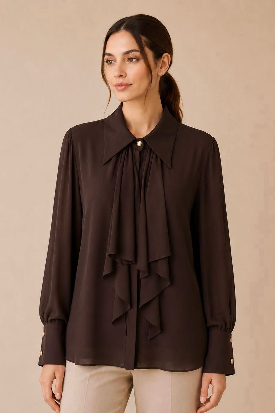 Collared Tie Neck Shirt