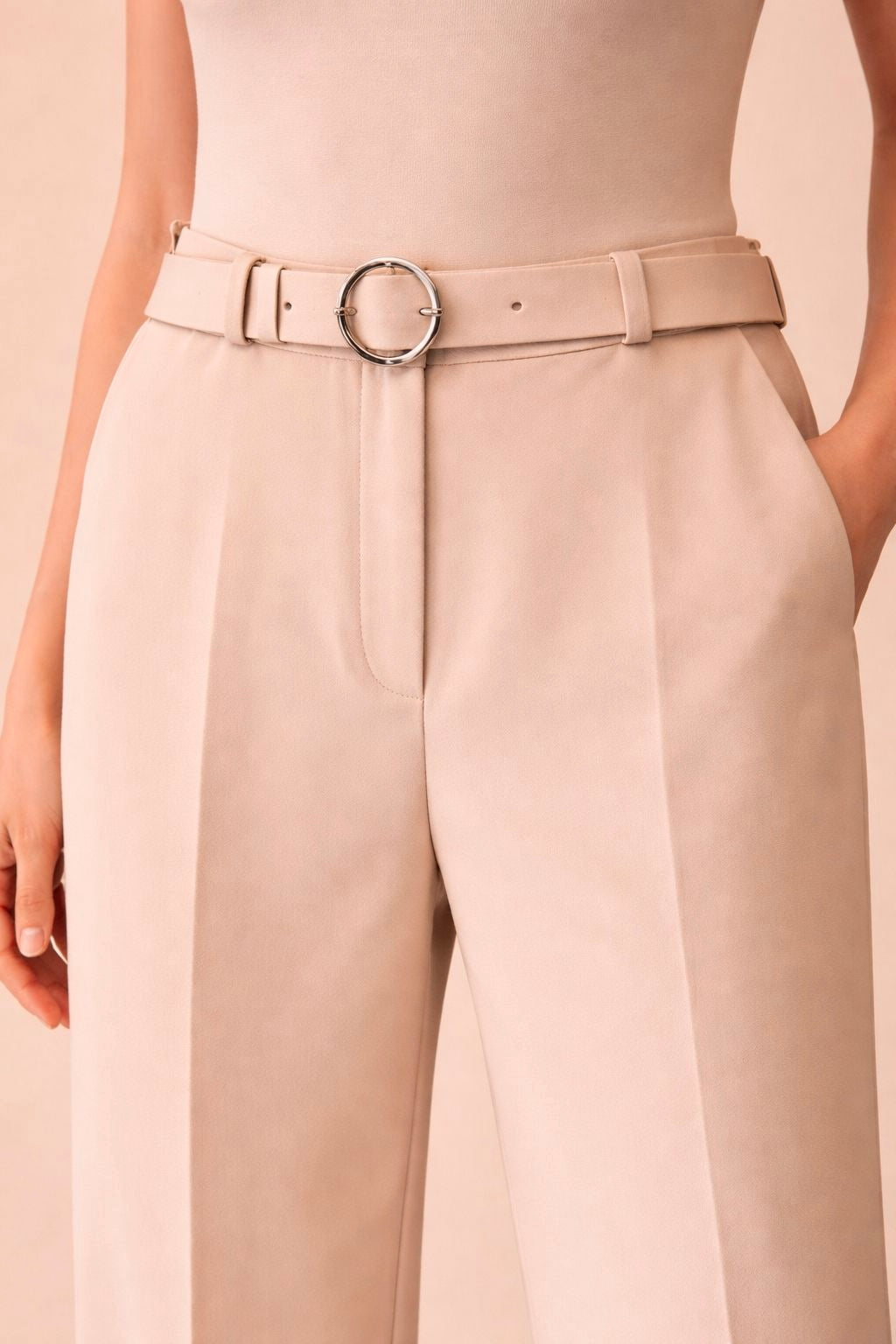 Straight High Waist Trousers with Belt