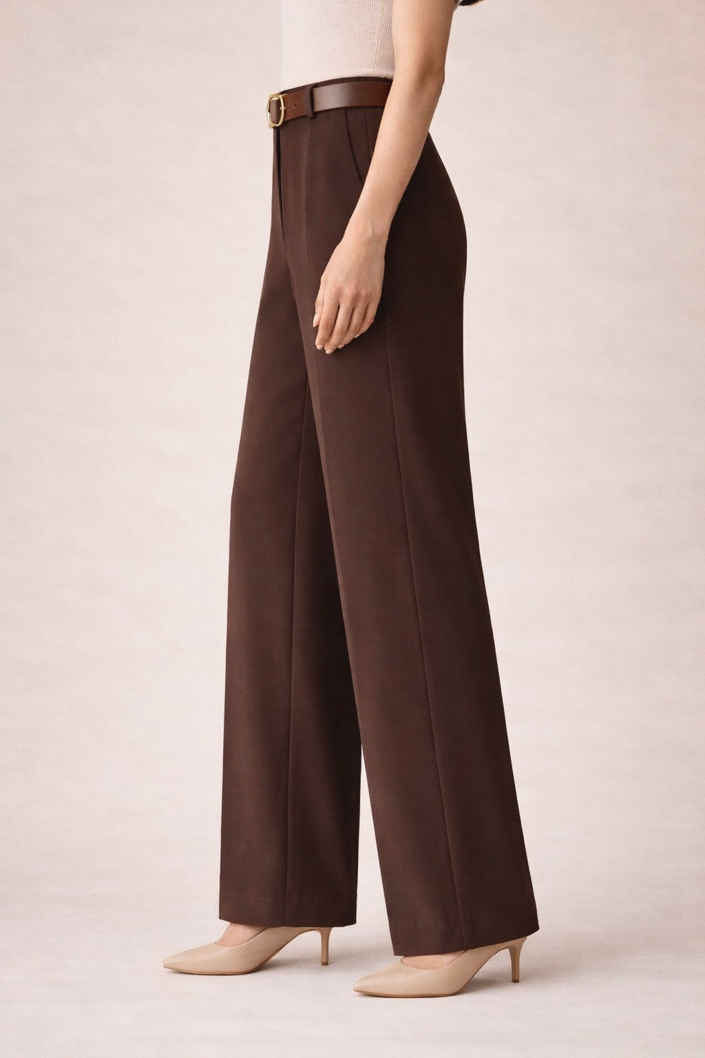Straight High Waist Trousers with Belt