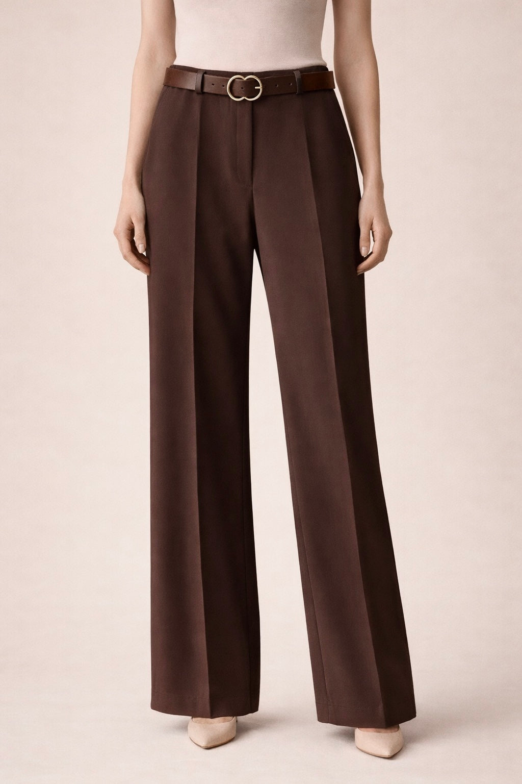 Straight High Waist Trousers with Belt