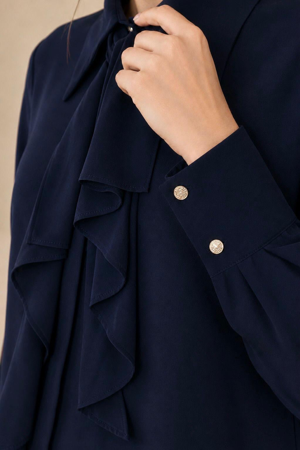 Collared Tie Neck Shirt