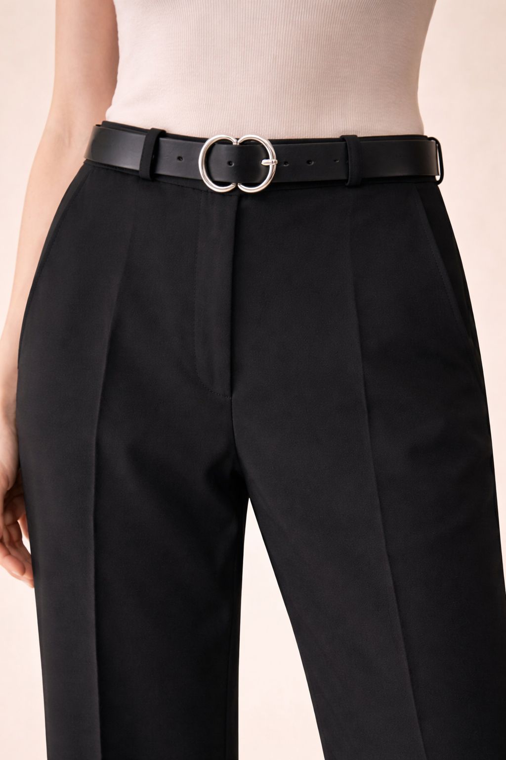 Straight High Waist Trousers with Belt