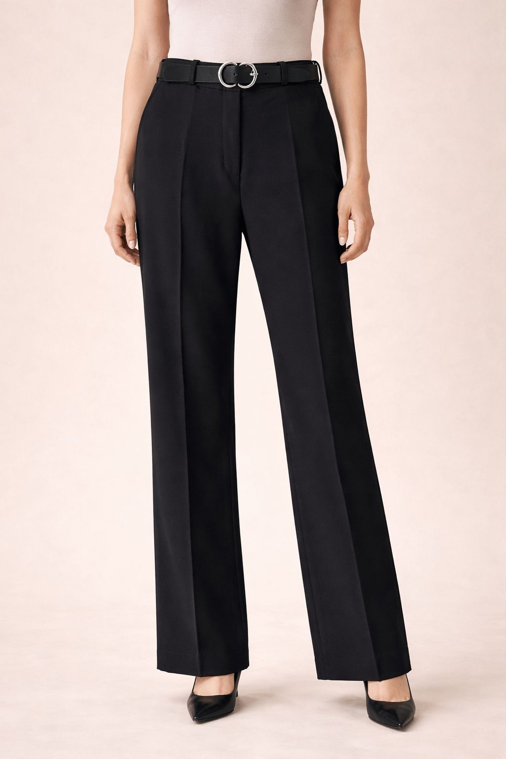 Straight High Waist Trousers with Belt