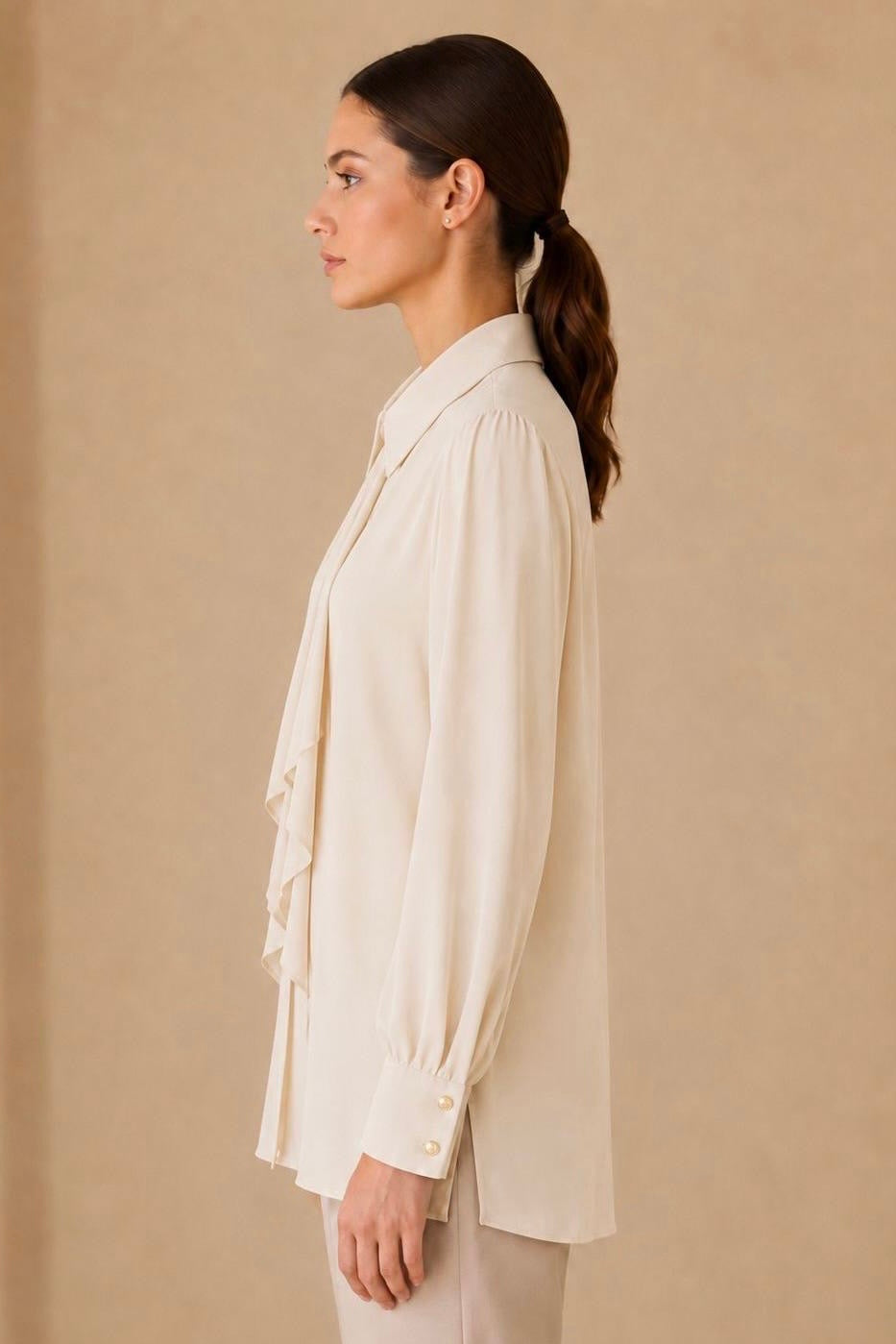 Collared Tie Neck Shirt