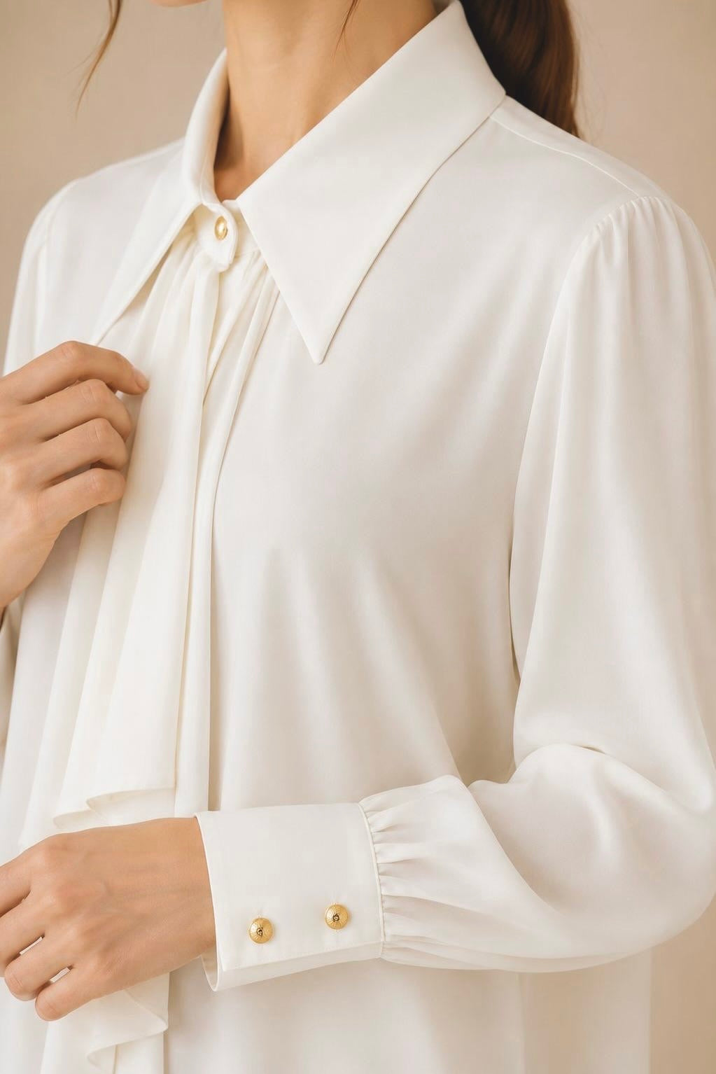 Collared Tie Neck Shirt