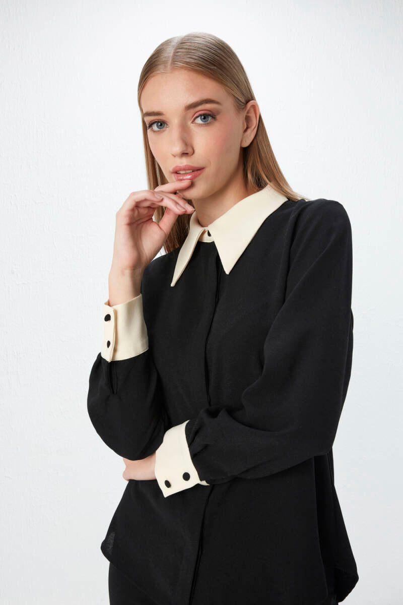 Beige Collar Crepe Shirt