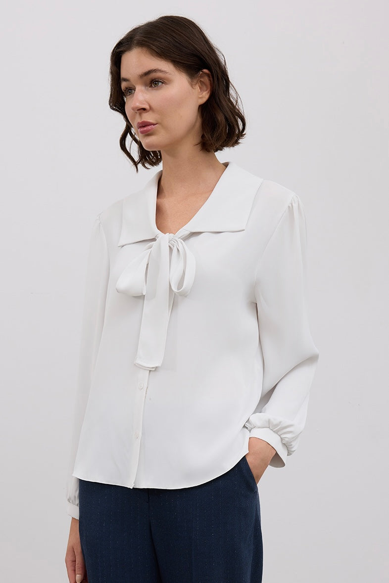 Classic Shirt with Large Collar and Bow Tie