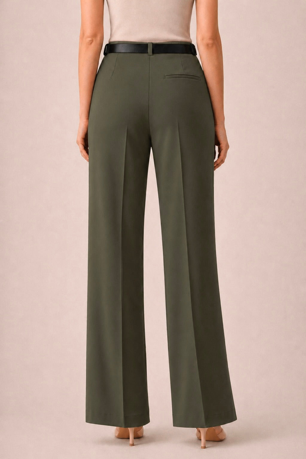 Straight High Waist Trousers with Belt