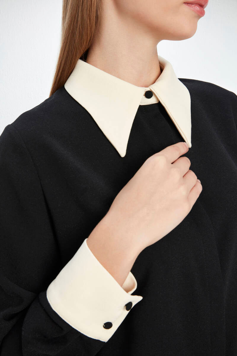 Beige Collar Crepe Shirt