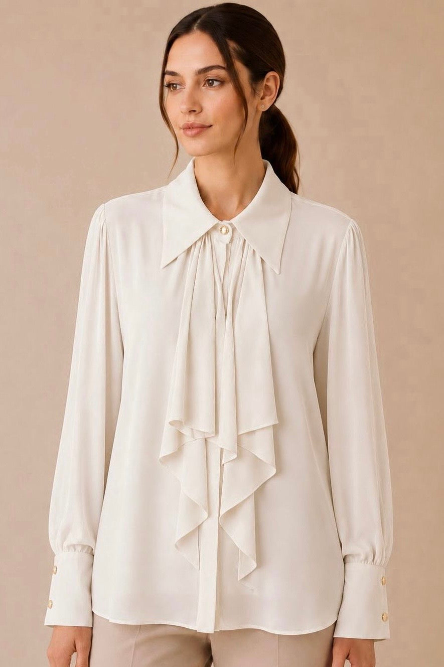 Collared Tie Neck Shirt