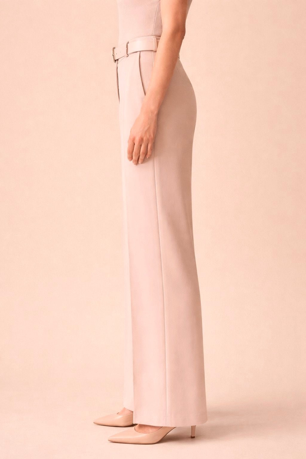Straight High Waist Trousers with Belt