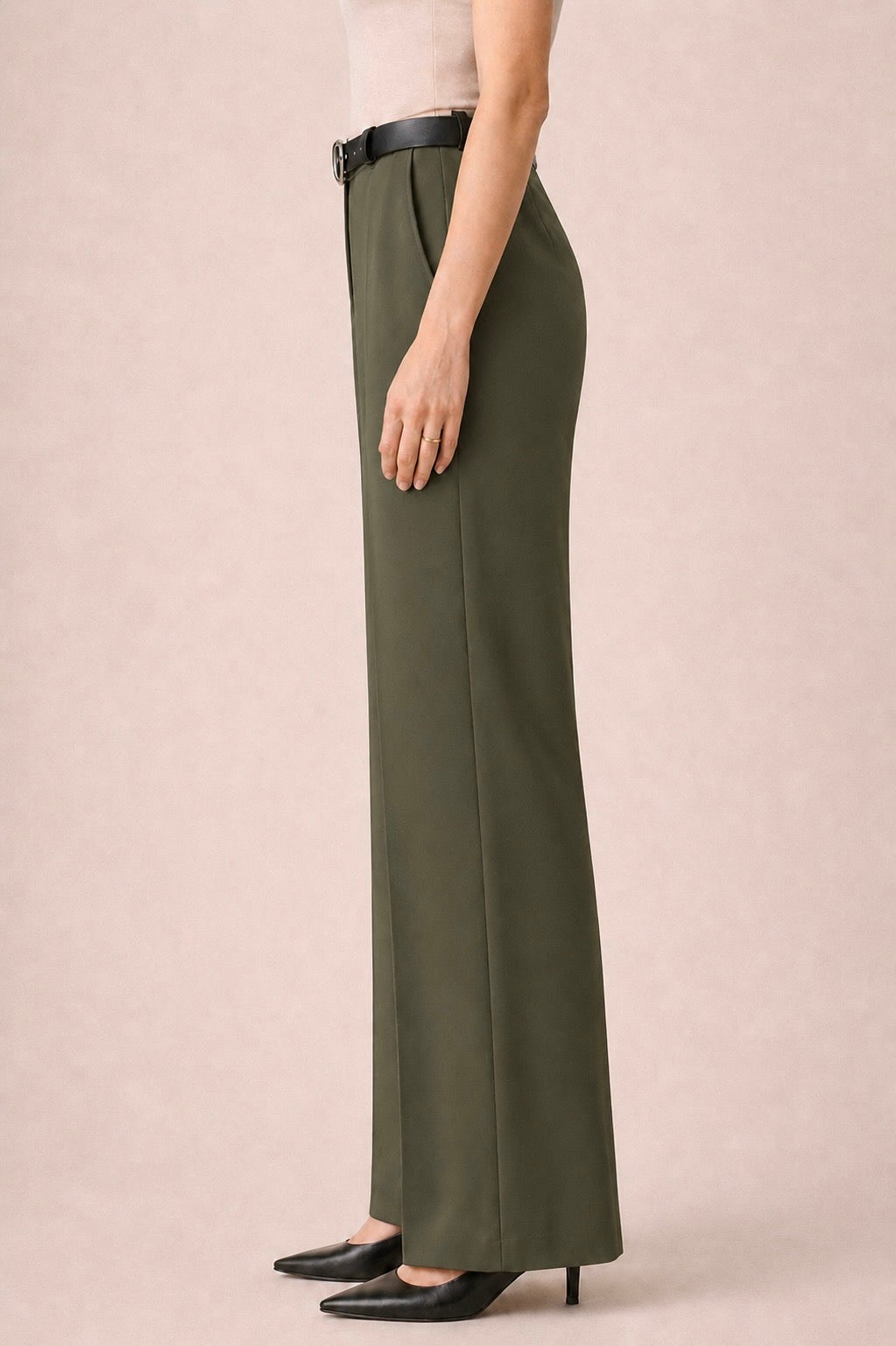 Straight High Waist Trousers with Belt