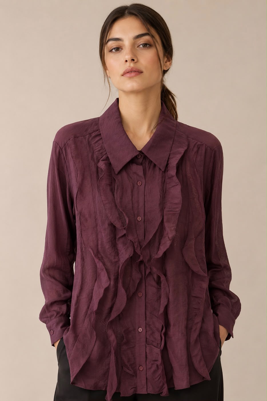 Classic Vertical Ruffle Shirt