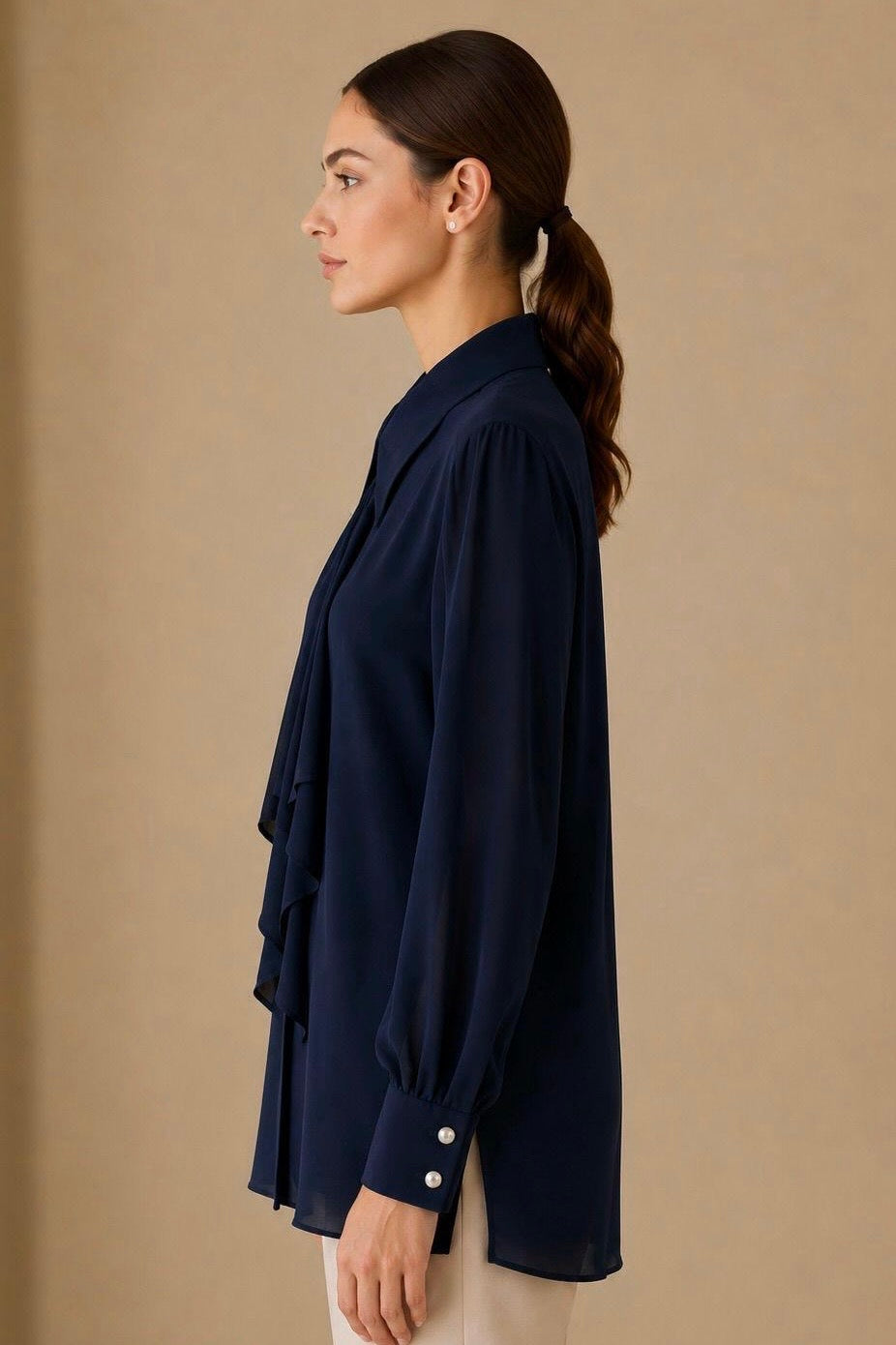 Collared Tie Neck Shirt