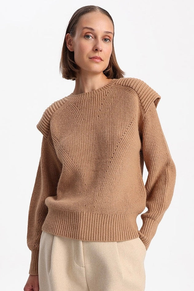Shoulder Openwork Detailed Knitwear Sweater