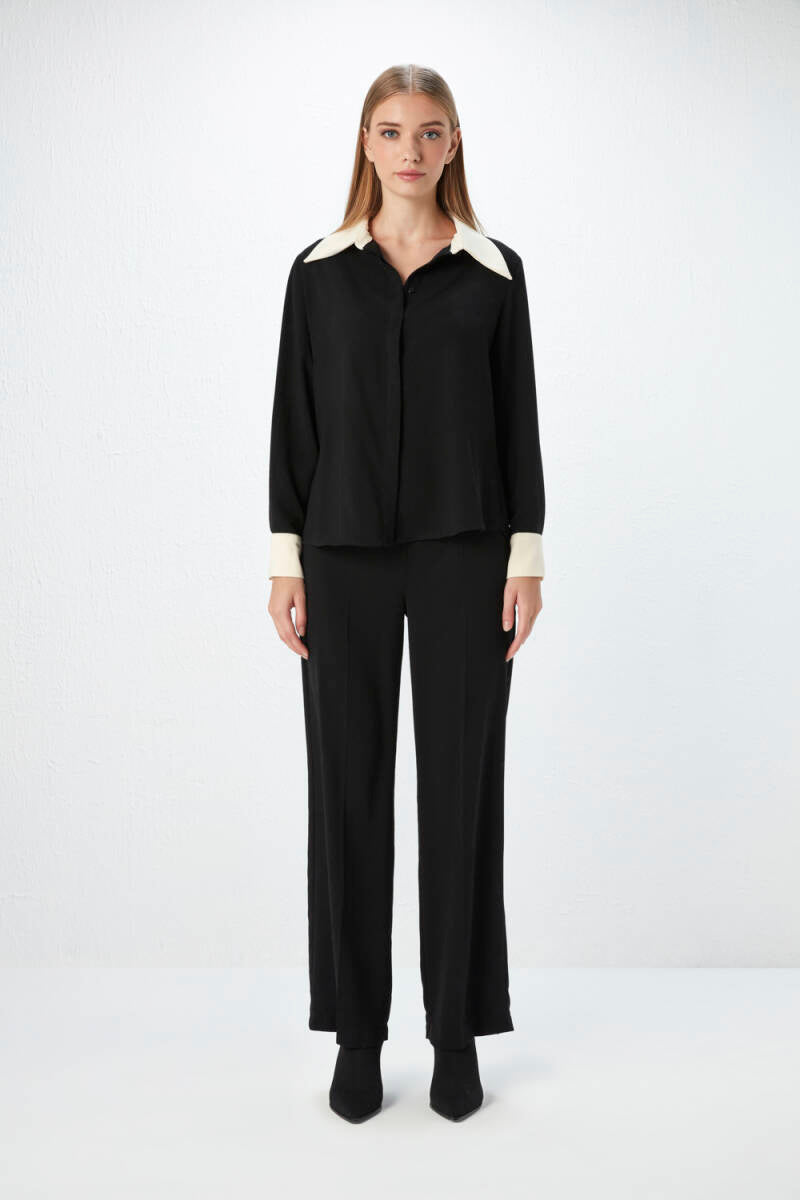 Beige Collar Crepe Shirt